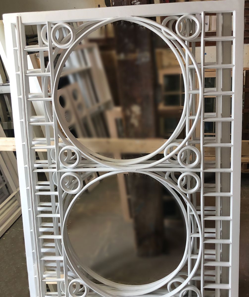 custom window frame white with circles
